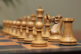 Walter Grimshaw 1854 Reproduced Staunton 3.5"  Distressed/Mahogany Stained Boxwood Chessmen